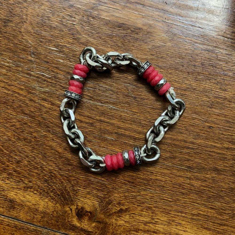 Silver and pink bracelet